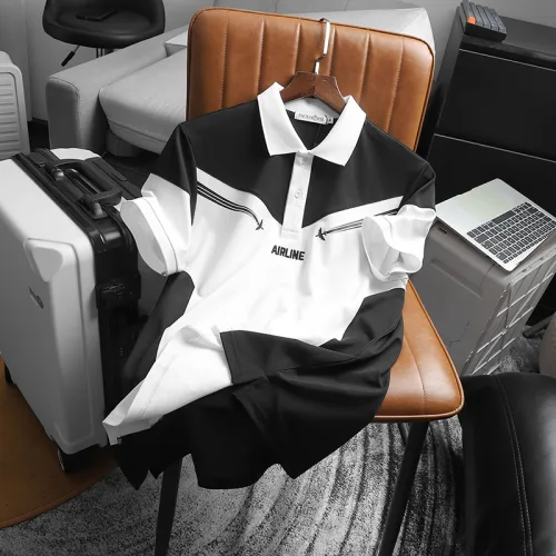 Áo thun nam Pack Horse cổ bẻ thêu nổi chữ Airline size 3x