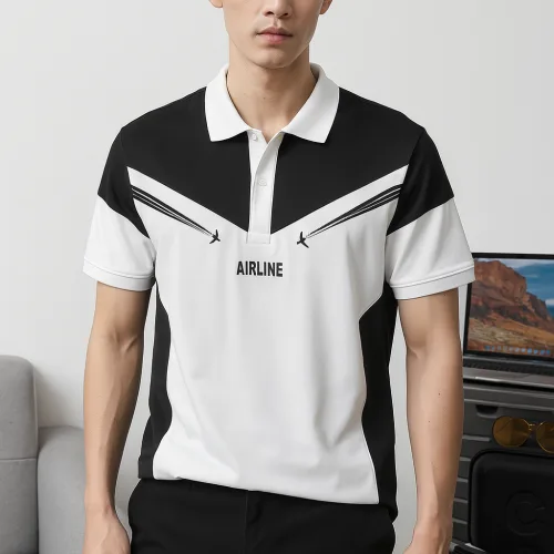 Áo thun nam Pack Horse cổ bẻ thêu nổi chữ Airline size 3x