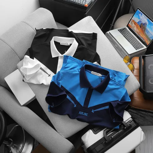 Áo thun nam Pack Horse cổ bẻ thêu nổi chữ Airline size 3x