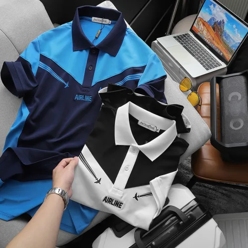 Áo thun nam Pack Horse cổ bẻ thêu nổi chữ Airline size 3x
