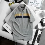Áo thun cổ bẻ nam trẻ trung với hai sọc ngang trước ngực, có size 3XL