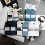 Áo thun cổ bẻ nam trẻ trung với hai sọc ngang trước ngực, có size 3XL