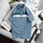 Áo thun cổ bẻ nam trẻ trung với hai sọc ngang trước ngực, có size 3XL