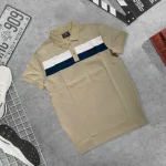 Áo thun cổ bẻ nam trẻ trung với hai sọc ngang trước ngực, có size 3XL