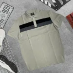 Áo thun cổ bẻ nam trẻ trung với hai sọc ngang trước ngực, có size 3XL