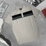 Áo thun cổ bẻ nam trẻ trung với hai sọc ngang trước ngực, có size 3XL