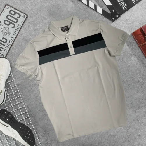 Áo thun cổ bẻ nam trẻ trung với hai sọc ngang trước ngực, có size 3XL