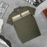 Áo thun cổ bẻ nam trẻ trung với hai sọc ngang trước ngực, có size 3XL