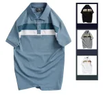 Áo thun cổ bẻ nam trẻ trung với hai sọc ngang trước ngực, có size 3XL