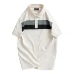 Áo thun cổ bẻ nam trẻ trung với hai sọc ngang trước ngực, có size 3XL