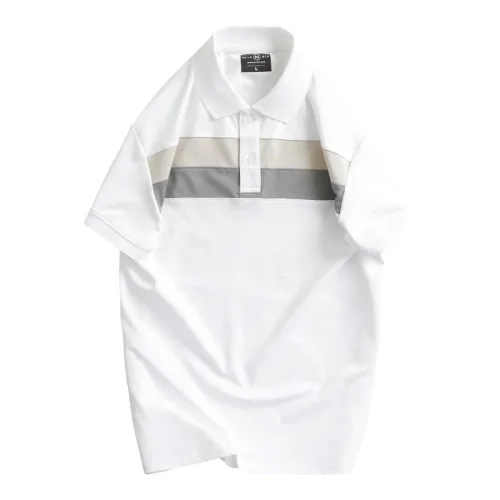 Áo thun cổ bẻ nam trẻ trung với hai sọc ngang trước ngực, có size 3XL