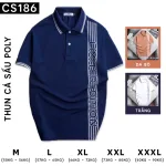 Áo Polo Nam Cá Sấu Poly Phối Sọc, Size 3XL