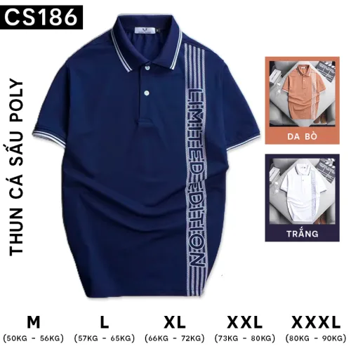 Áo Polo Nam Cá Sấu Poly Phối Sọc, Size 3XL