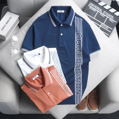 Áo Polo Nam Cá Sấu Poly Phối Sọc, Size 3XL
