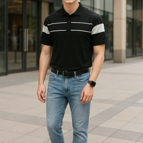 Shop sỉ áo Thun Nam Cổ Bẻ Phối Sọc Áo Trẻ Trung (Có Size 3XL)