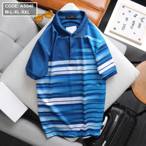 Nguồn hàng sỉ áo Thun Nam Cổ Bẻ Sọc Ngang Tay Ngắn