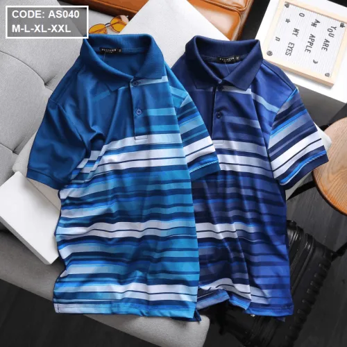 Nguồn hàng sỉ áo Thun Nam Cổ Bẻ Sọc Ngang Tay Ngắn