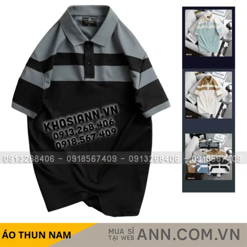 Shop sỉ áo Thun Nam Cổ Bẻ Sọc Ngang Phối Màu Trẻ Trung (Có Size 3XL)