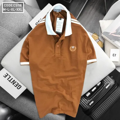Áo Polo Nam Thun Cá Sấu CS118 Cổ Bẻ Thêu M Trước Ngực