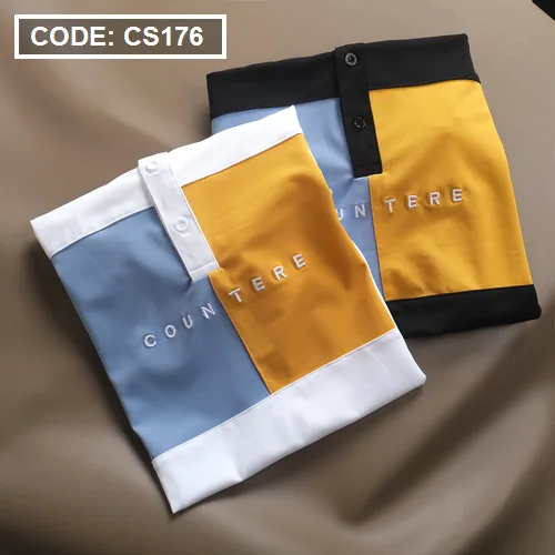 Áo thun nam cổ bẻ thêu chữ phối màu(Có size 3x)