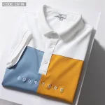 Áo thun nam cổ bẻ thêu chữ phối màu(Có size 3x)