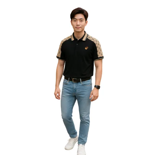 Áo Polo Nam Thêu Logo Ngực, Phối Họa Tiết Chữ G Size 3XL