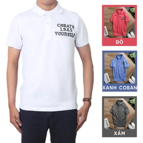 Áo thun cá sấu nam CS094 kiểu polo cổ bẻ thêu chữ