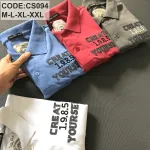 Áo thun cá sấu nam CS094 kiểu polo cổ bẻ thêu chữ