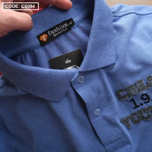 Áo thun cá sấu nam CS094 kiểu polo cổ bẻ thêu chữ