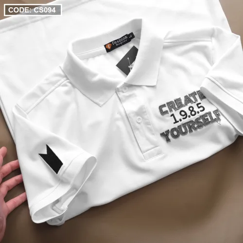 Áo thun cá sấu nam CS094 kiểu polo cổ bẻ thêu chữ