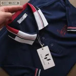 Chỗ sỉ áo thun nam cổ bẻ thêu chữ thun co giãn