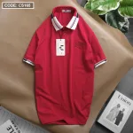 Chỗ sỉ áo thun nam cổ bẻ thêu chữ thun co giãn