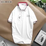 Chỗ sỉ áo thun nam cổ bẻ thêu chữ thun co giãn