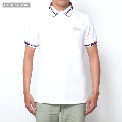 Chỗ sỉ áo thun nam cổ bẻ thêu chữ thun co giãn