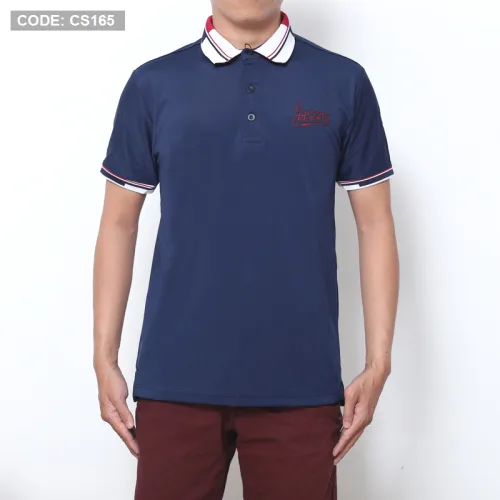 Chỗ sỉ áo thun nam cổ bẻ thêu chữ thun co giãn
