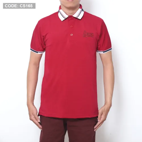 Chỗ sỉ áo thun nam cổ bẻ thêu chữ thun co giãn