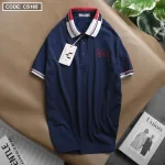 Chỗ sỉ áo thun nam cổ bẻ thêu chữ thun co giãn