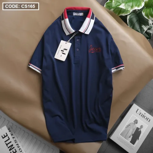 Chỗ sỉ áo thun nam cổ bẻ thêu chữ thun co giãn