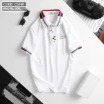 Chỗ sỉ áo thun nam cổ bẻ thêu chữ thun co giãn