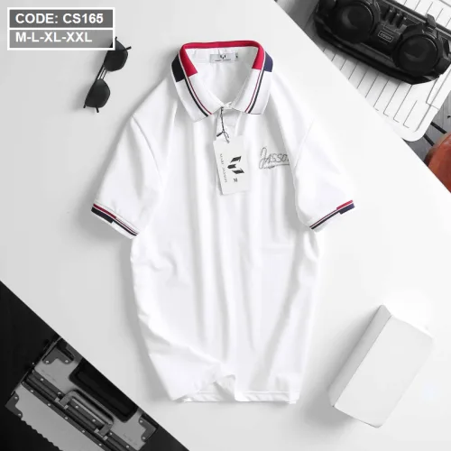 Chỗ sỉ áo thun nam cổ bẻ thêu chữ thun co giãn