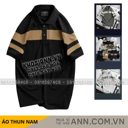 Nguồn hàng sỉ áo Thun Nam Có Cổ Phối Sọc Độc Đáo (Có Size 3XL)