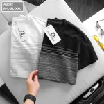 Chuyên sỉ áo thun nam cổ tròn 2 màu in sọc ngang ngực