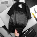 Chuyên sỉ áo thun nam cổ tròn 2 màu in sọc ngang ngực