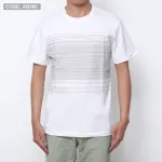 Chuyên sỉ áo thun nam cổ tròn 2 màu in sọc ngang ngực