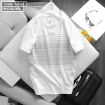 Chuyên sỉ áo thun nam cổ tròn 2 màu in sọc ngang ngực