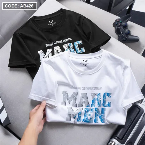 Chỗ sỉ áo Thun Nam Cổ Tròn Cotton In Chữ Marc Men