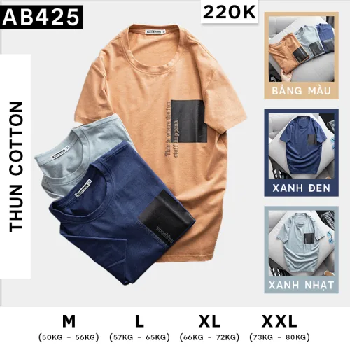 Áo thun cotton nam cổ tròn in họa tiết lạ mắt AB425