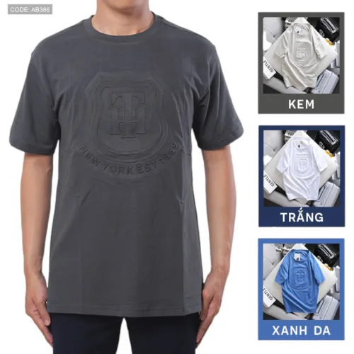 Shop sỉ áo Thun Nam Cổ Tròn Dập Nổi Logo Vải Thun Cotton