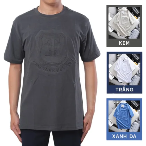 Shop sỉ áo Thun Nam Cổ Tròn Dập Nổi Logo Vải Thun Cotton