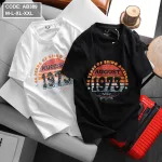 Áo thun nam cotton cổ tròn họa tiết 1973 mã AB389